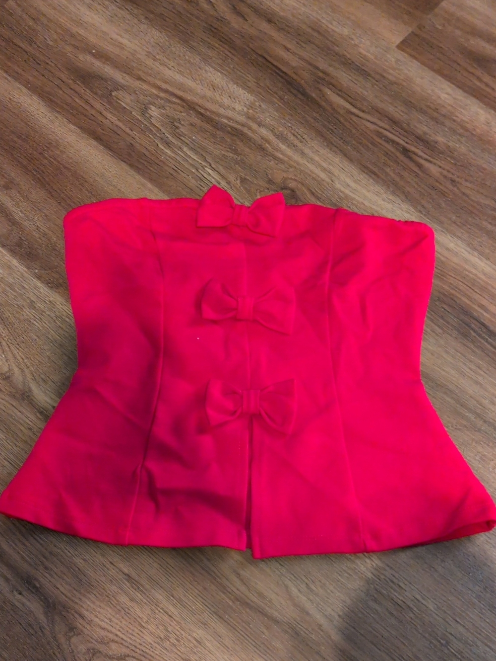Frankee & Skylarr Strapless Red Bow-Accent Bustier Top